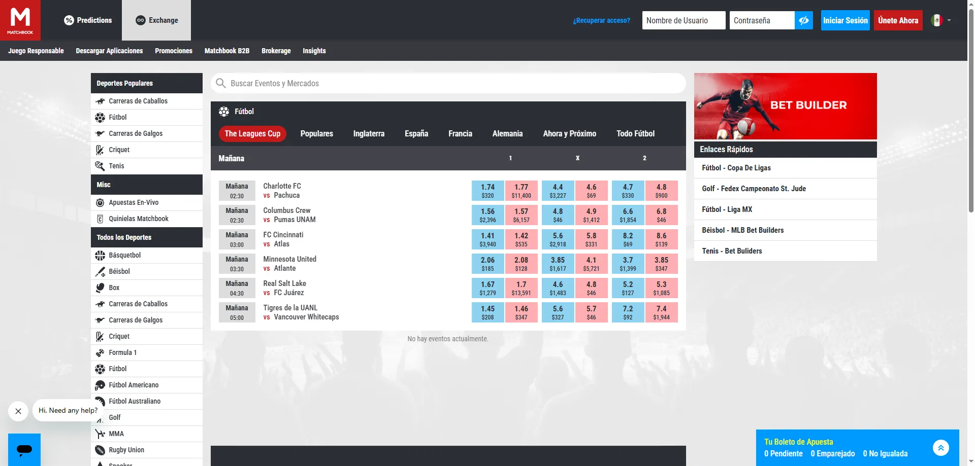 Matchbook apuestas deportivas en exchange &mdash; f&uacute;tbol, tenis y carreras de caballos